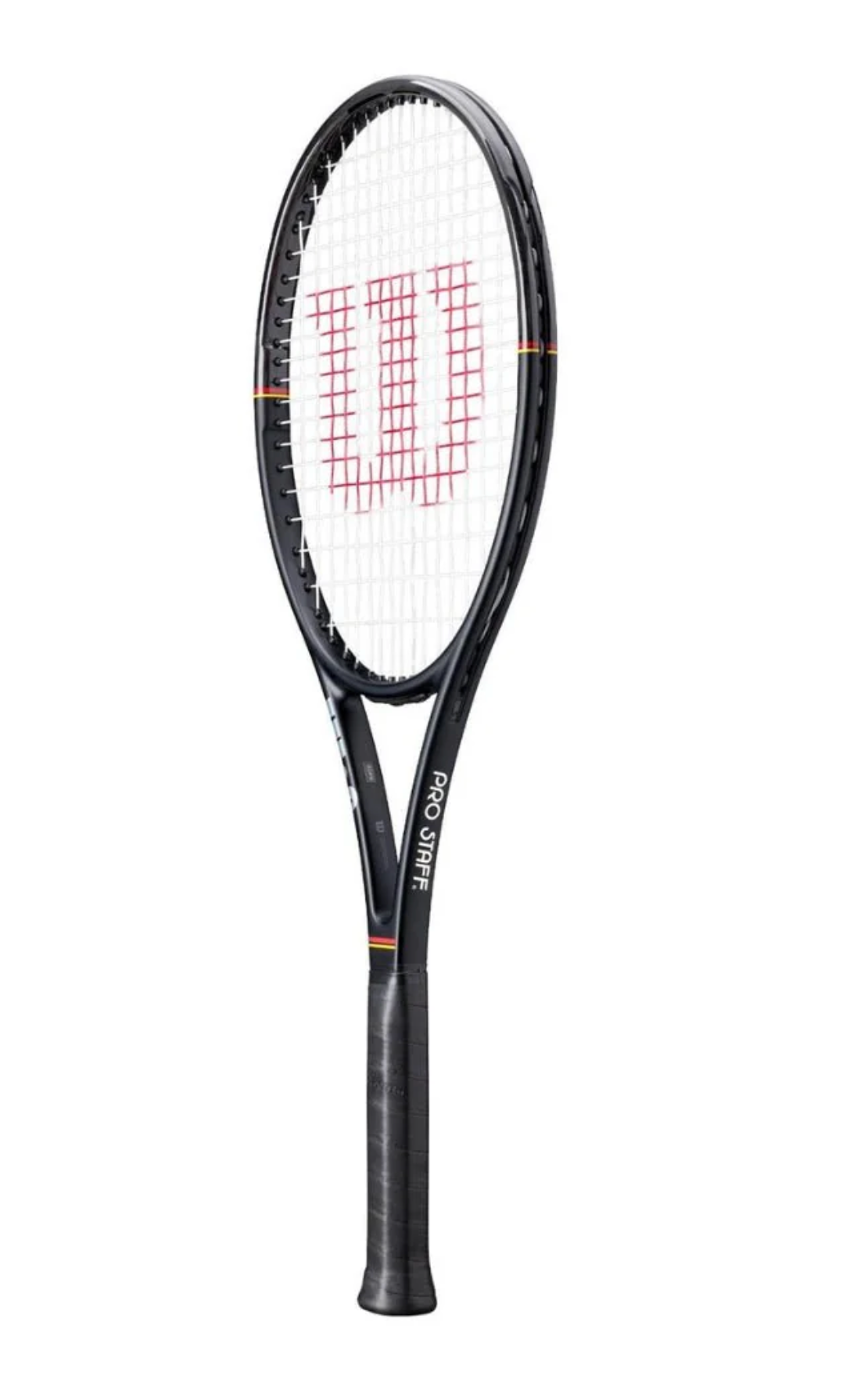 Wilson Pro Staff 97L Classic Tennis Racket with a sleek design and black finish, ideal for precision shots on the court.
